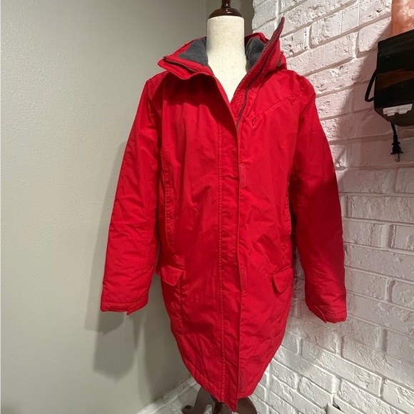 Lands' End Jackets & Blazers - Lands' End Bright Red Hooded Puffer Ski Jacket